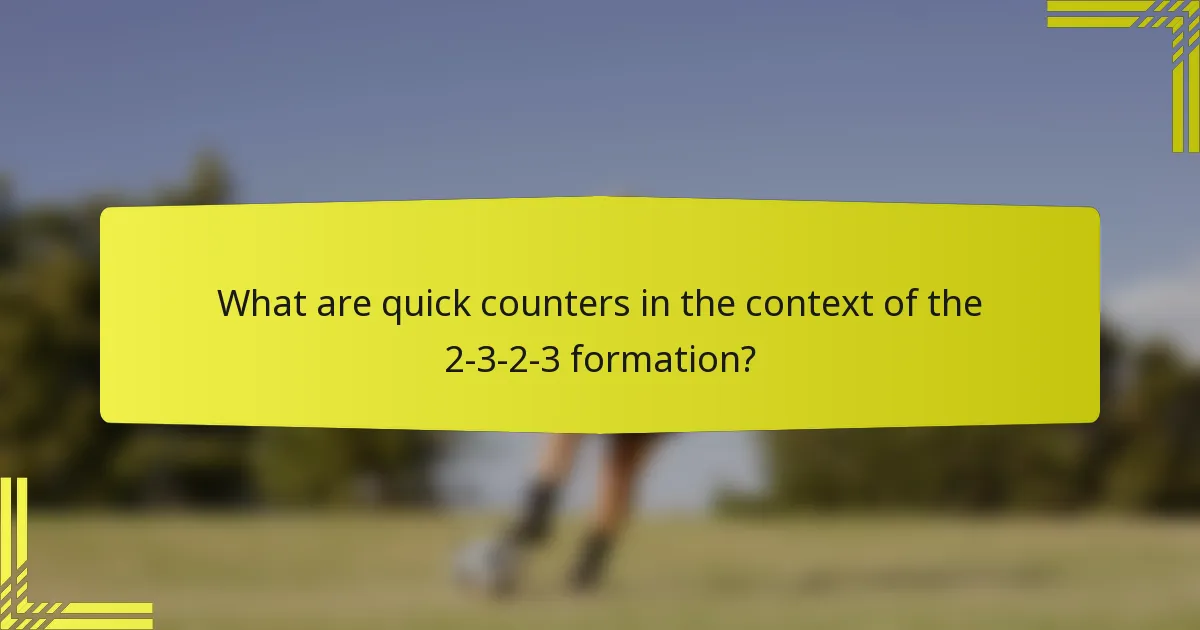 What are quick counters in the context of the 2-3-2-3 formation?