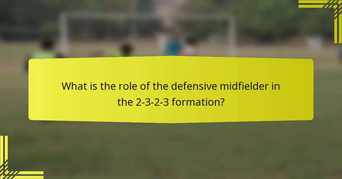 What is the role of the defensive midfielder in the 2-3-2-3 formation?